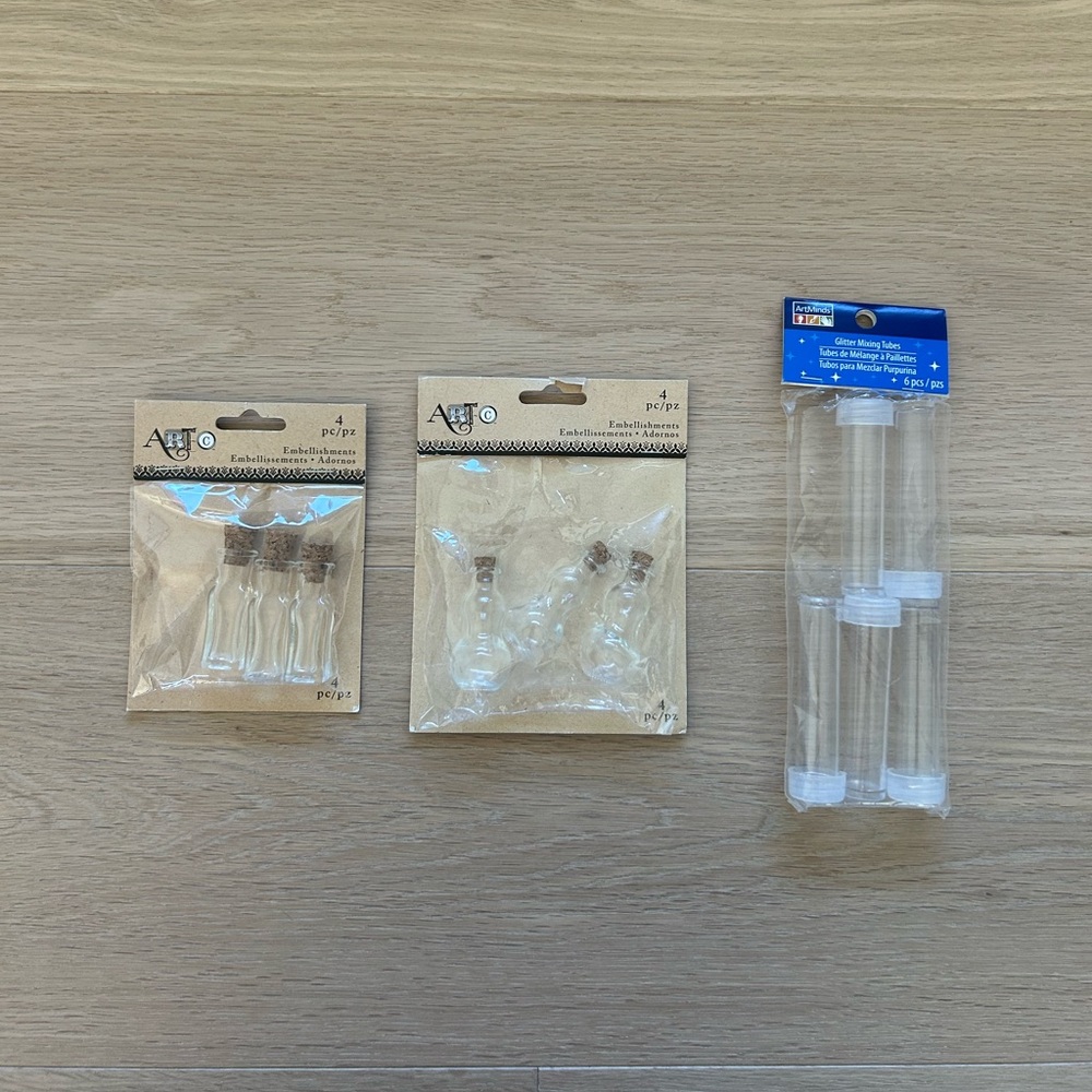 11 Assorted Clear Glass / Plastic Bottles